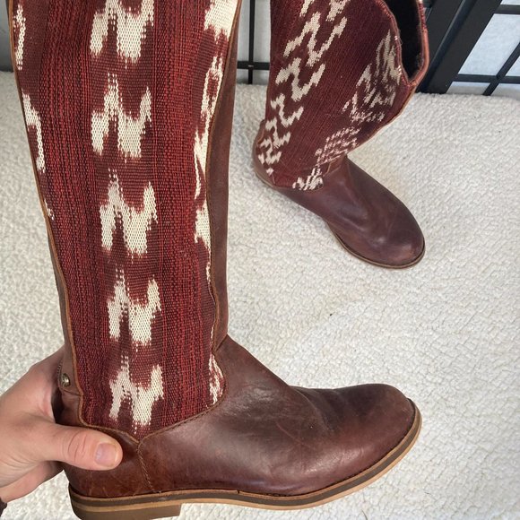 Reef Leather Fabric Knee High Boots Brown 6 - Picture 4 of 10